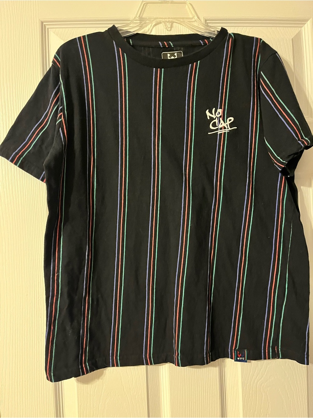 No Cap Black Multi-Stripe Short Sleeve Tee